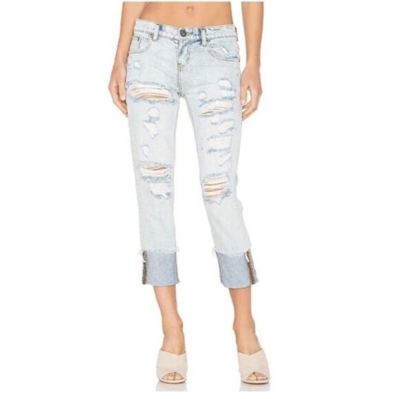 One Teaspoon Awesome Baggies Jeans Free Love Light Wash Size 27 - Picture 3 of 12